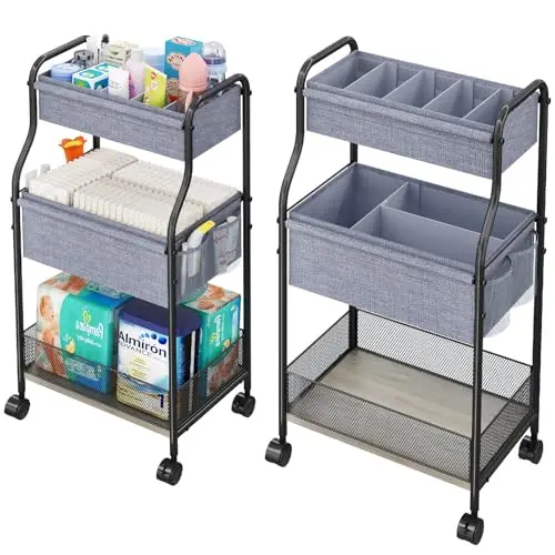 Cidaziya 3-tier baby diaper organizer with dividers in gray