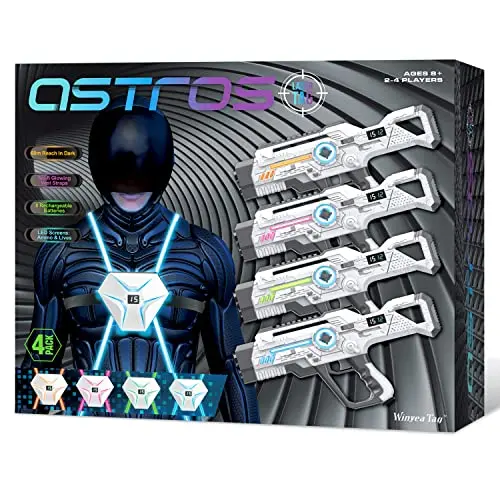 WINYEA rechargeable laser tag set with dual LED screens and glowing vests