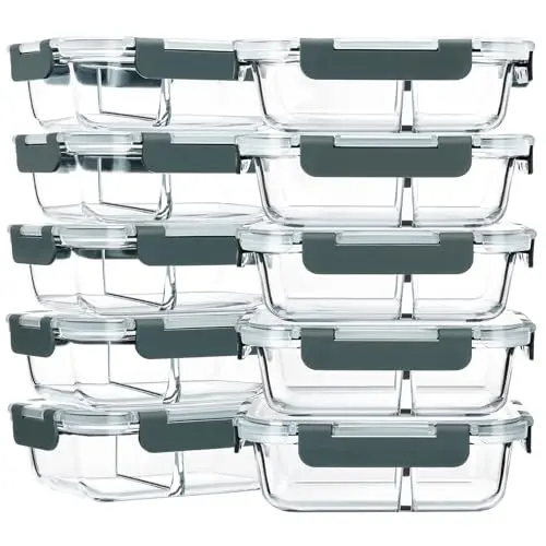 M MCIRCO 10-pack glass meal prep containers with airtight lids