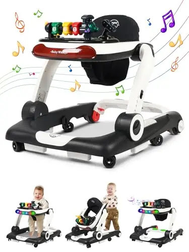 BIUSIKAN music and lights baby walker in black with multiple modes