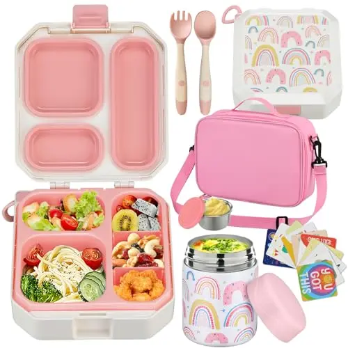 wiwens bento lunch box set with soup thermos and insulated bag
