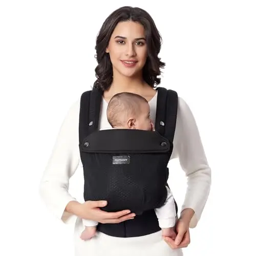 Momcozy breathable mesh baby carrier with X-back design and cooling fabric