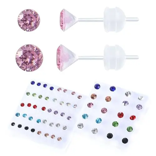 KASFREE plastic post earrings for sensitive ears in mixed colors