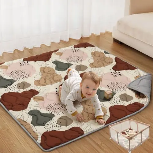 Blissful Diary baby play mat with boho design and non-slip bottom for safe crawling