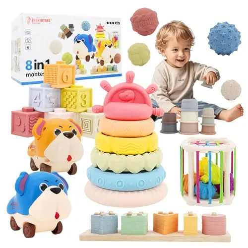 LUCKFUTURE Montessori educational toys set with stacking and sorting activities