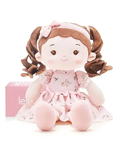 LeyaDoll 16-inch soft rag doll in pink outfit