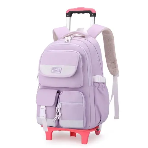LANSHIYA solid color rolling backpack with choice of 2 or 6 wheels for different terrains