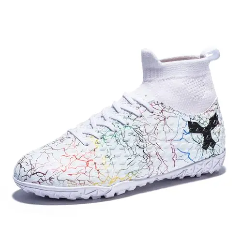 Alekaor boys girls soccer cleats with high-top design and studded outsole