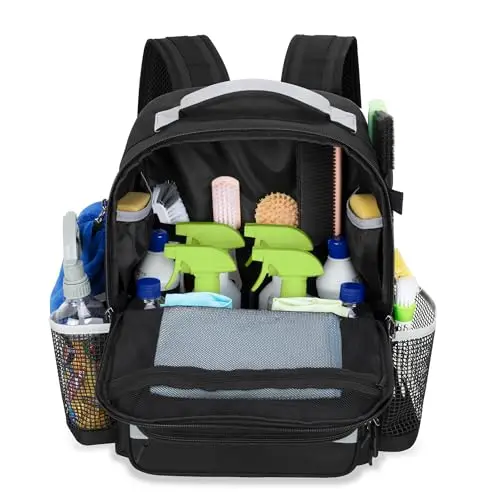 HODRANT cleaning backpack with multiple pockets and padded straps