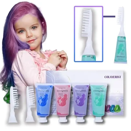 COLAYERIST hair color wax tubes with comb applicator in green, blue, pink, and purple