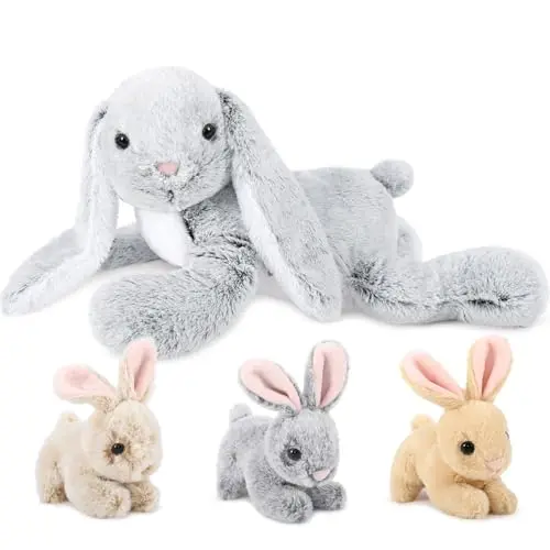 MaoGoLan giant Easter bunny stuffed animal with three baby bunnies inside