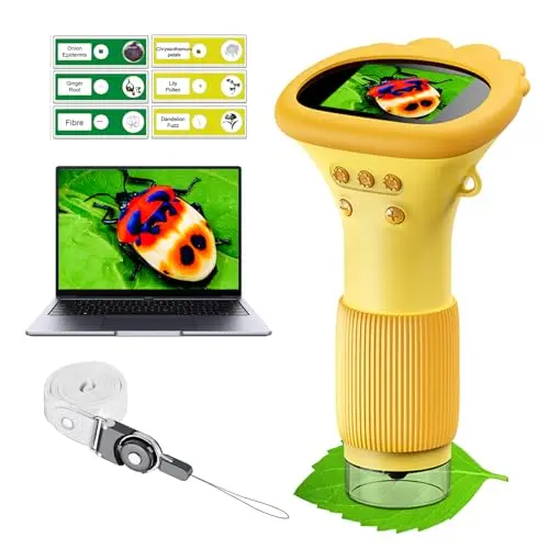 WINWEND orange digital pocket microscope with LCD screen for kids