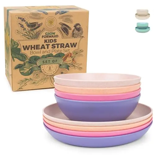 Grow Forward wheat straw plates and bowls set for kids