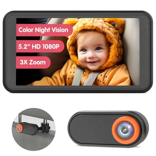 LUCKVIEW BM2 baby car camera with 5.2-inch display and zoom function