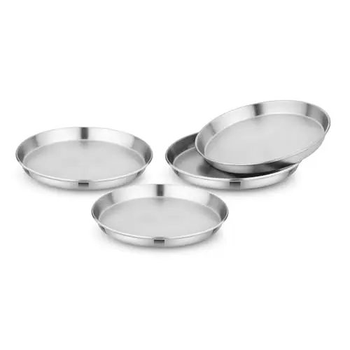 Bon aPetite set of four stainless steel plates with high walls and matte finish