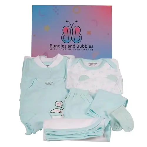 Bundles and Bubbles newborn boy layette gift set with 10 pieces