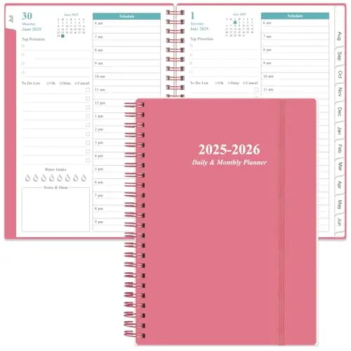 Heveboik pink daily and monthly planner with tabs and pocket
