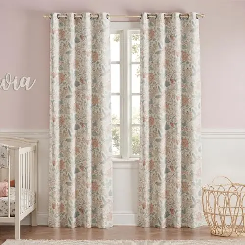jinchan pink floral blackout curtains with farmhouse design in girls' room