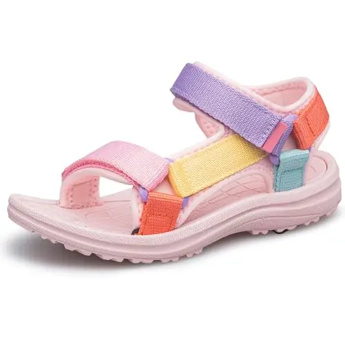 vibdiv adjustable strap sandals for girls in purple and pink colors