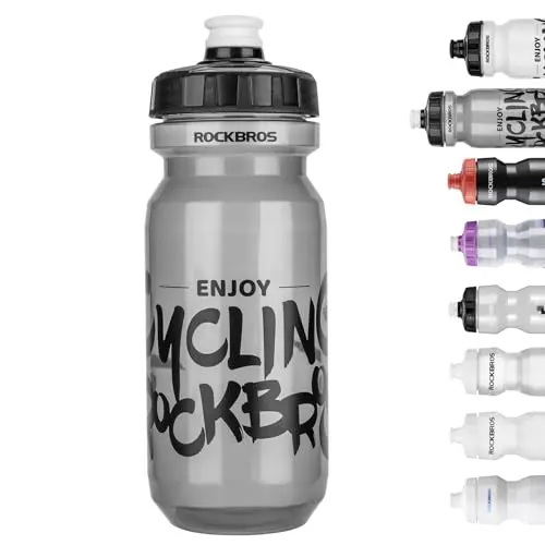 ROCKBROS cycling water bottle with transparent black design and leak-proof cap