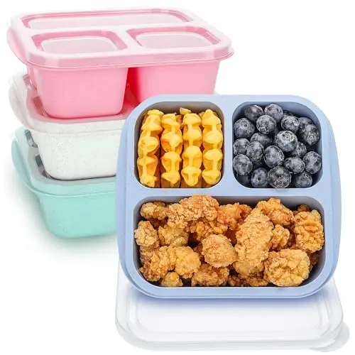 TOUWMX four-pack of wheat straw bento lunch containers in vintage colors