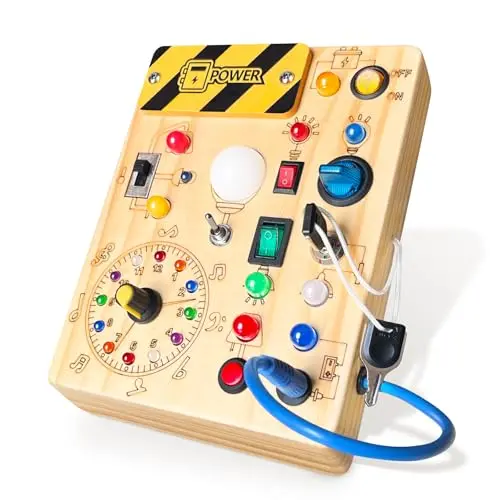IABEDI busy board with LED switches for toddler sensory play