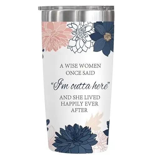 GADENM retirement tumbler with floral design and retirement messages