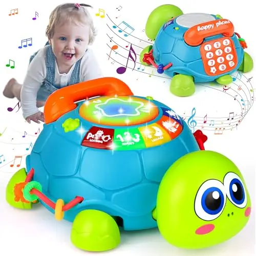 KWYZ musical turtle crawling baby toy with lights