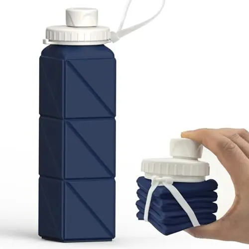 BEAUTAIL collapsible water bottle shown folded and expanded states