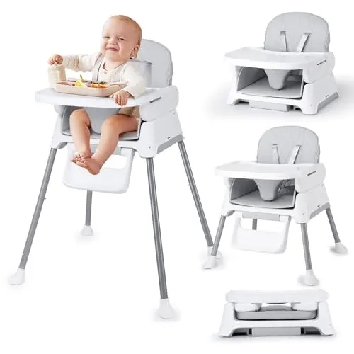 Bellababy 3-in-1 high chair in neutral color folded compactly