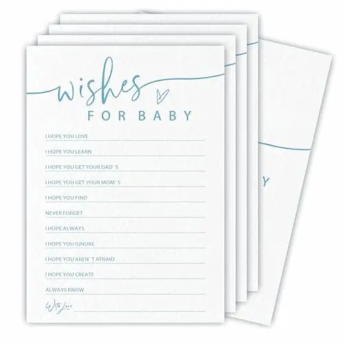 Ketsord minimalist white and blue baby shower wishes cards