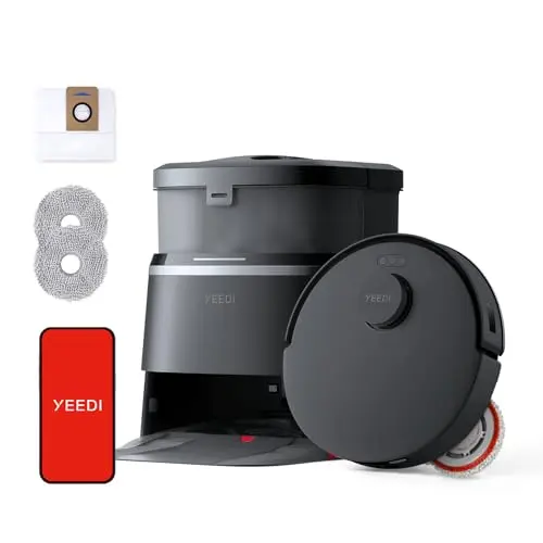 Yeedi M12 PRO+ robot vacuum and mop in black with auto mop washing station