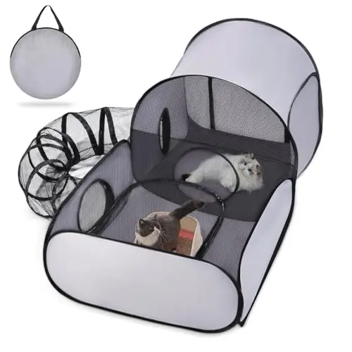 Tailtastic pet playpen with attached tunnel for entertainment