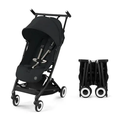 Cybex Libelle 2 travel stroller folded compactly for airplane overhead storage