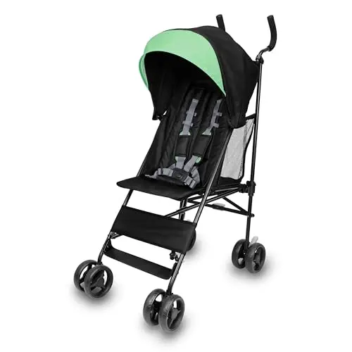 Ingenuity Smooth Stroll umbrella stroller in black with compact fold and storage basket