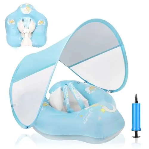 LOOWARTS baby pool float with safety seat and canopy