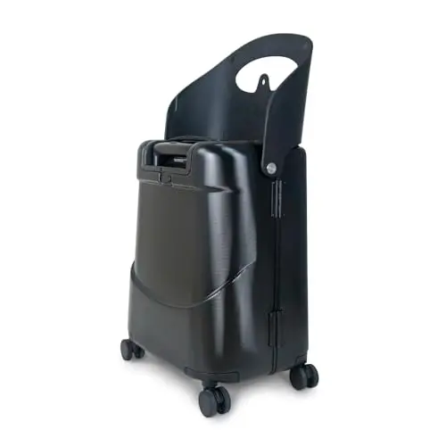 MiaMily 4-wheel carry-on luggage with integrated seat and seat belt in midnight black