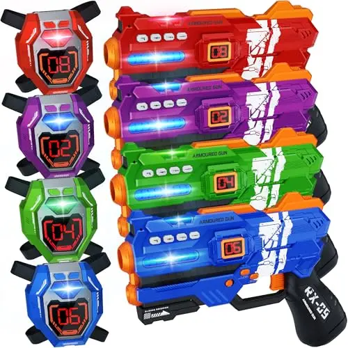 IVOXEX laser tag guns with digital LED score display vests