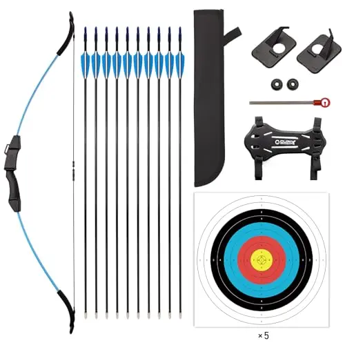 LWANO fiberglass bow and arrow set with targets and arm guard