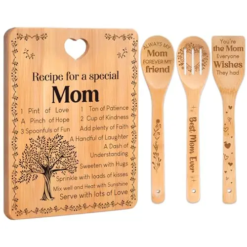 Apjielop bamboo cutting board set with engraved sentimental messages