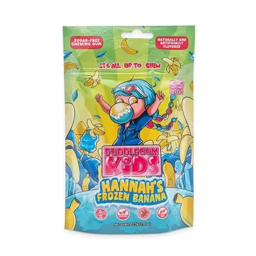 Bubblegum Kids Hannah's Frozen Banana chiclet gum in a pouch