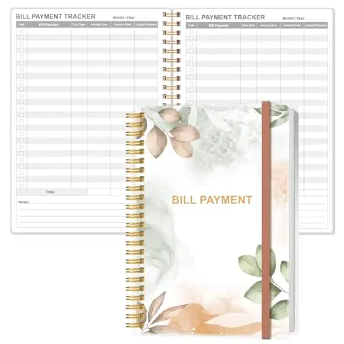Heveboik bill payment tracker notebook with spiral binding