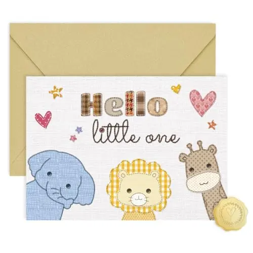 CRTURUNIQ baby shower card with sewing theme and animals