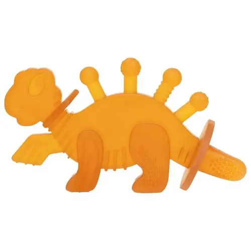 Bambeado Dibly dinosaur teether made from natural rubber with multiple textures