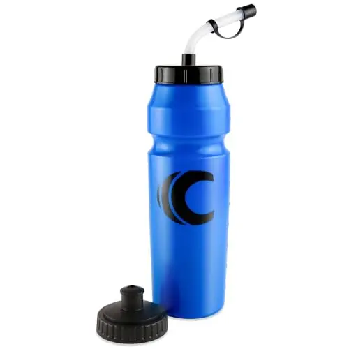 Cannon Sports 1 liter water bottle with straw and squeeze lids for football