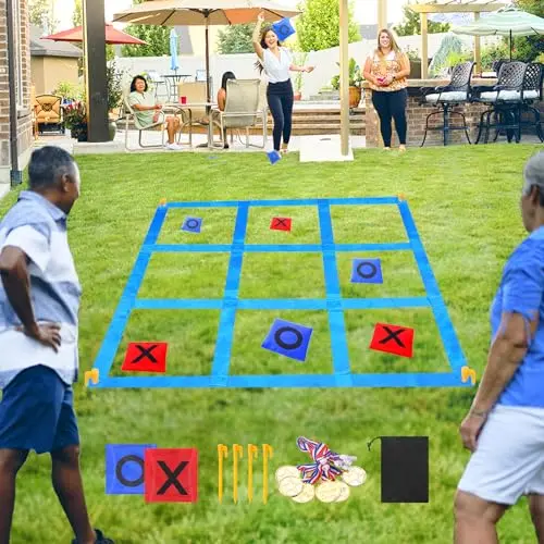 CWLAKON giant tic-tac-toe bean bag toss game with grid and bags