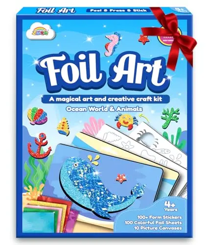 ZMLM foil art kit with colorful foil sheets and ocean-themed stickers