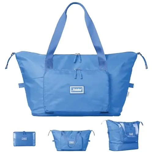 The Foldie 40L foldable travel tote with multiple compartments