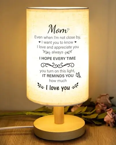 SOUHONEY mom birthday lamp with touching sayings and soft fabric shade