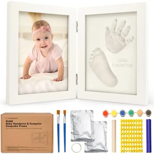 KeaBabies personalized baby hand and footprint kit with frame